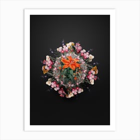 Vintage Thunberg's Orange Lily Floral Wreath on Wrought Iron Black n.2391 Art Print
