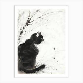 Cat In The Snow Art Print