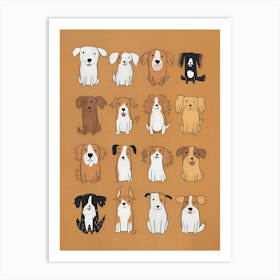 Dogs On A Brown Background Art Print