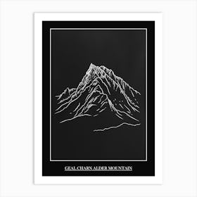 Geal Charn Alder Mountain Line Drawing 4 Poster Art Print