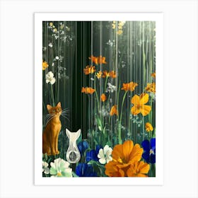 Cat In The Rain Art Print