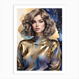 Girl In A Gold Sweater Art Print