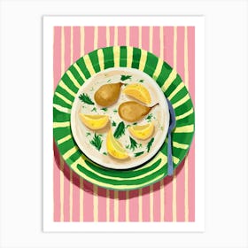 A Plate Of Pears 3 Top View Food Illustration 1 Art Print