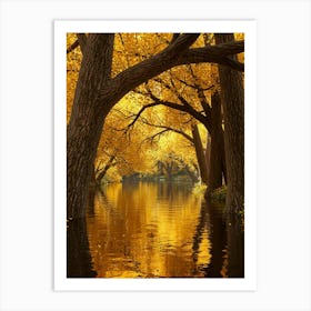 Autumn Trees In The River 1 Art Print