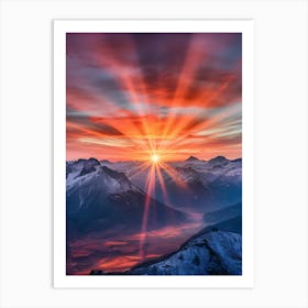 Sunrise Over The Mountains 6 Art Print