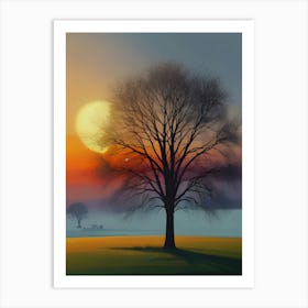 Sunset In The Field Art Print