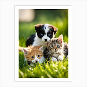 Cats and Dogs Best Friends Art Print