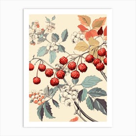 William Morris Style Christmas Botanical 3 Art Print