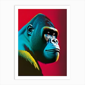 Gorilla With Thinking Face Gorillas Primary Colours 3 Art Print