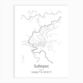 Sultepec,Mexico Minimalist Map Poster