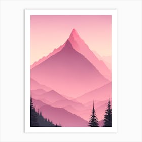 Misty Mountains Vertical Background In Pink Tone 67 Art Print