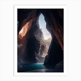 Wondrous Cavern Etched In Basaltic Cliffs Art Print