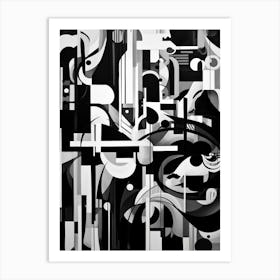 Layers Abstract Black And White 3 Art Print