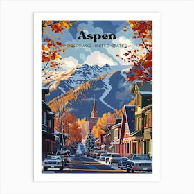 Aspen Colorado Town Travel Art Illustration Art Print