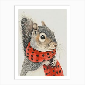 Squirrel In Scarf Art Print