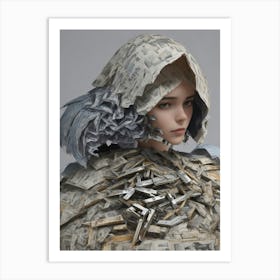 Woman Covered In Newspaper Art Print