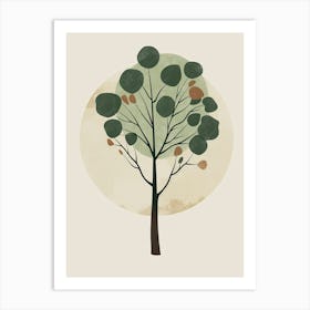 Walnut Tree Minimal Japandi Illustration 1 Art Print