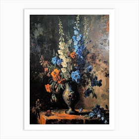 Baroque Floral Still Life Delphinium 4 Art Print