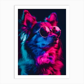 Beautiful Dog Under Neon Lights 6 Art Print