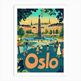 Aihrgdesign A 1970s Inspired Travel Poster For Oslo 3 Art Print