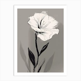 Gladioli Line Art Flowers Illustration Neutral 12 Art Print