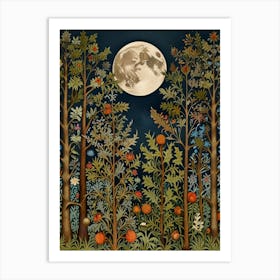 Moon And Flower 6 Style William Morris Art Print