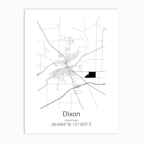 Dixon,United States Minimalist Map Art Print