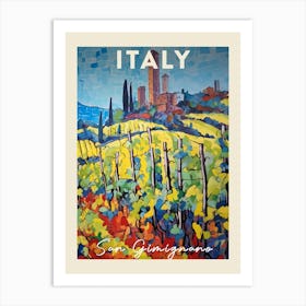 San Gimignano Italy 3 Fauvist Painting Travel Poster Art Print