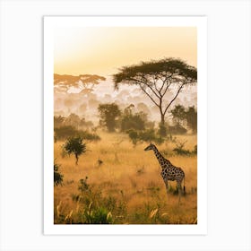 Giraffe In The Savannah 1 Art Print