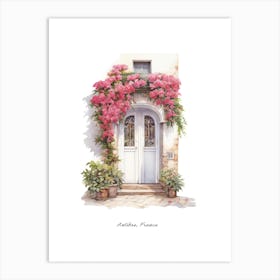 Antibes, France   Mediterranean Doors Watercolour Painting 4 Poster Art Print