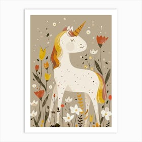 Unicorn In The Meadow Mocha Pastel 2 Art Print