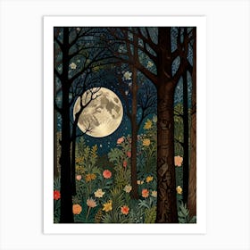 Moonlight In The Forest Style William Morris 15 Art Print