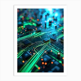 Abstract Depiction Of Advanced Cybersecurity Concept Interlacing Neural Network Patterns And Thick (4) Art Print