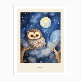 Baby Owl 3 Sleeping In The Clouds Nursery Poster Art Print
