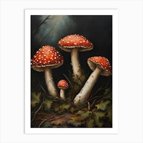 Three Red Mushrooms Art Print