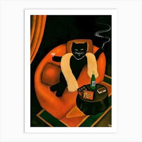 Cat In The Nightclub Art Print