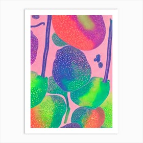 Chayote 3 Risograph Retro Poster vegetable Art Print