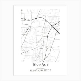 Blue Ash,United States Minimalist Map 1 Art Print