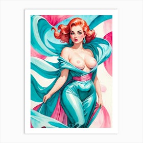 Portrait Of A Curvy Woman Wearing A Sexy Costume (28) Art Print