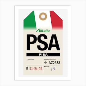 Pisa (PSA) Italy Vintage Airline Luggage Tag Art Print