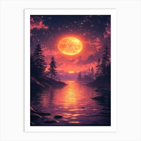 Moon Over The Water 3 Art Print