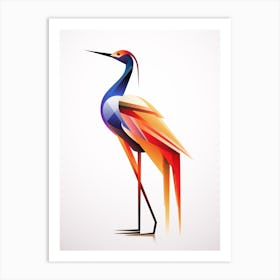 Colourful Geometric Bird Crane 2 Art Print