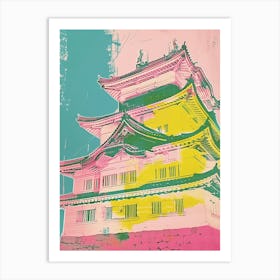 Nagoya Castle Japan Retro Duotone Silkscreen 2 Art Print