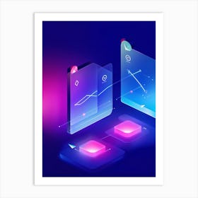 Abstract Navigation Arrows Digital Interface Design Fluid Lines Intersecting Gradient Colors Shif (1) 2 Art Print