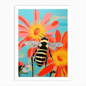 Colour Burst Floral Bees 1 Art Print