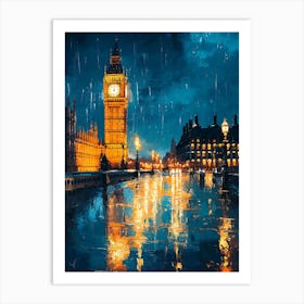 Fantasy Rainy Night In London 17 Art Print