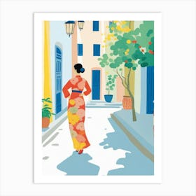 Asian Woman Walking Down The Street Art Print