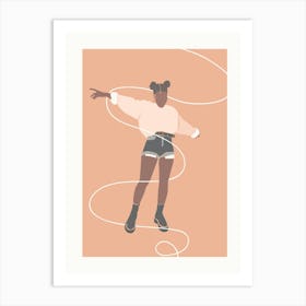 Girl With A Rope Boho Earth Colors Illustration Art Print