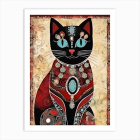 Turquoise Jewel Cat Art Print