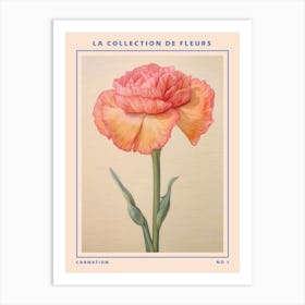 Carnation French Flower Botanical Poster Art Print
